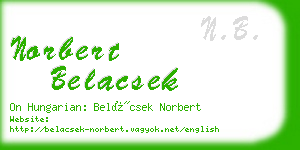 norbert belacsek business card